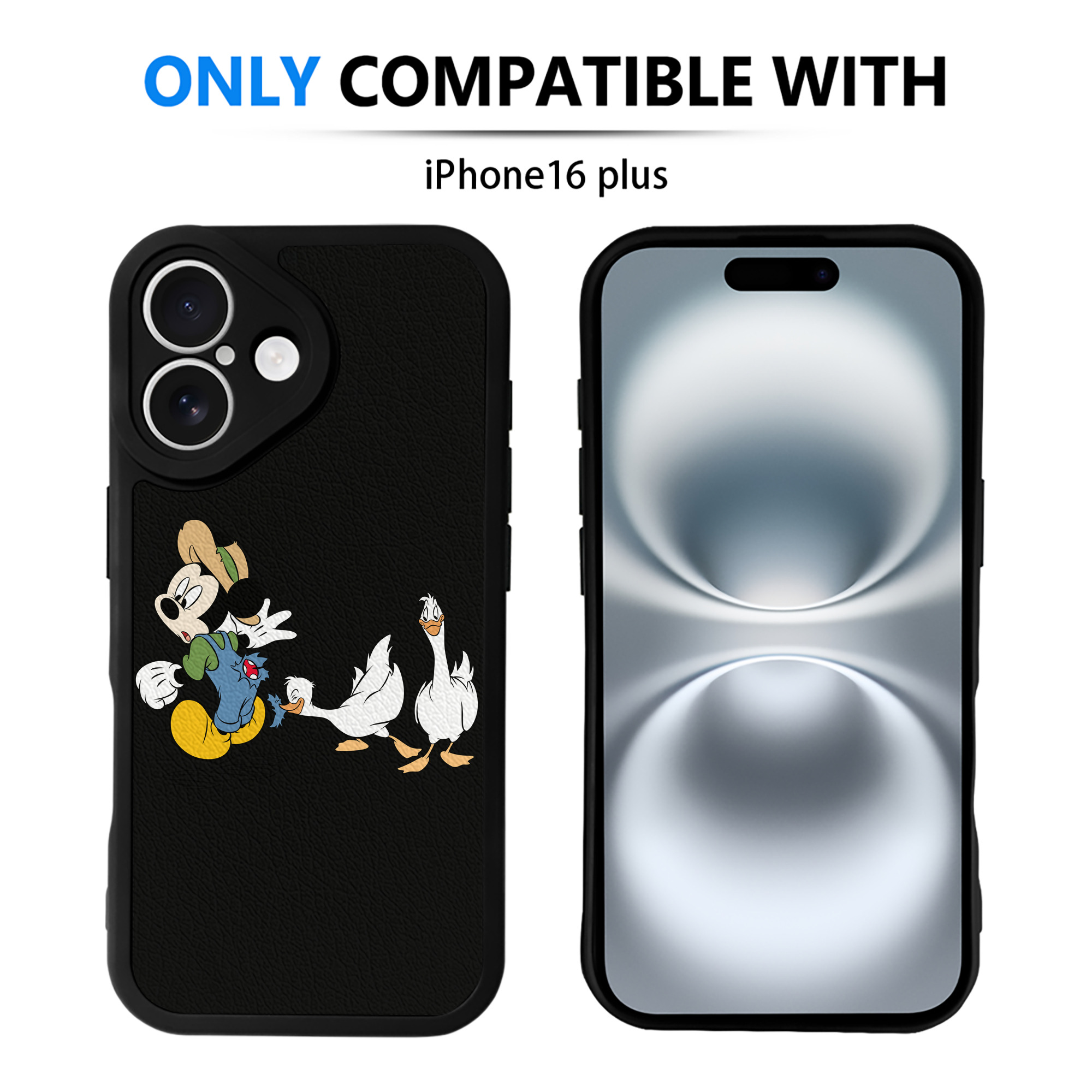 （画像用） ミッキーマウス Mickey Mouse 【iPhone 16シリーズ対応】シリコンスマホケース（レザー調） 材質：シリコン